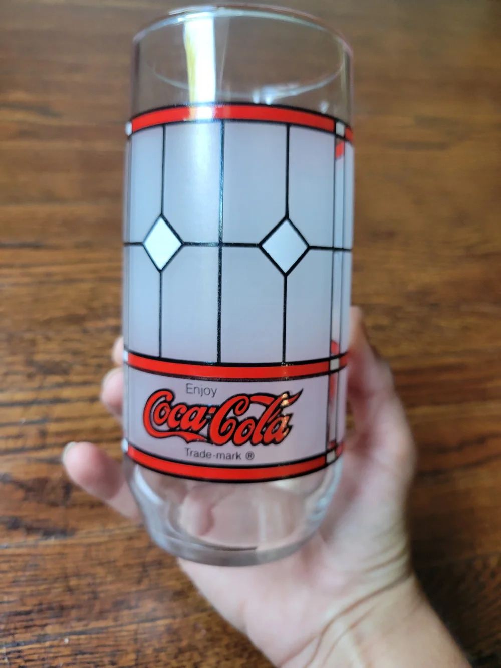 Coca-Cola Vintage Pizza Hut Frosted Tiffany Style Stained Glass 16oz